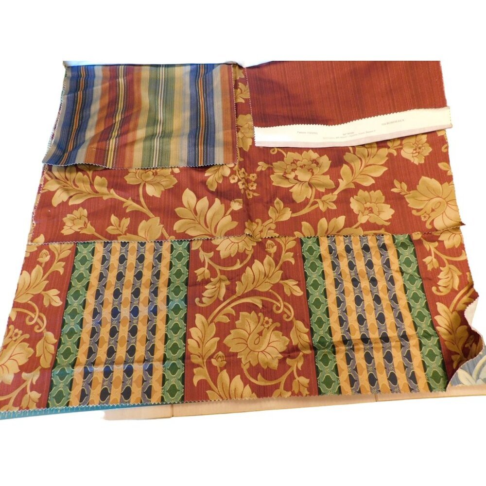 Vintage Floral Striped Fabric Remnants Multiple Colors & Patterns Cotton Blend I - Picture 6 of 13